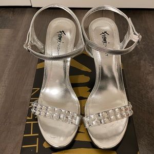 Fioni Night Silver Jeweled Heels